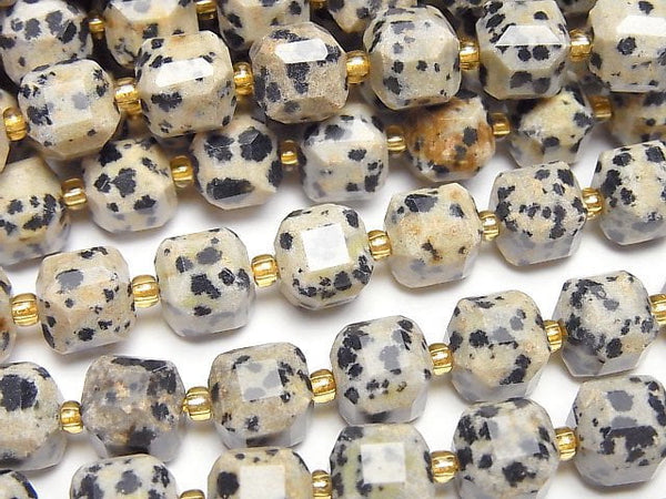 [Video] High Quality! Dalmatian Jasper Cube Shape 9x9x9mm 1strand beads (aprx.15inch/37cm)