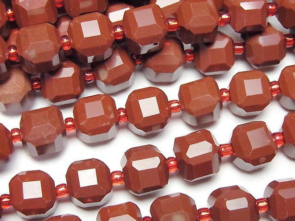 [Video] High Quality! Red Jasper Cube Shape 8.5x8.5x8.5mm half or 1strand beads (aprx.15inch/36cm)