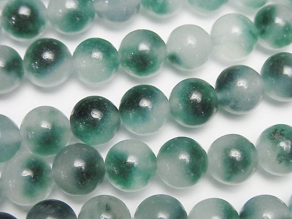 [Video] Clear x Blue Green Jade Round 8mm 1strand beads (aprx.14inch/35cm)