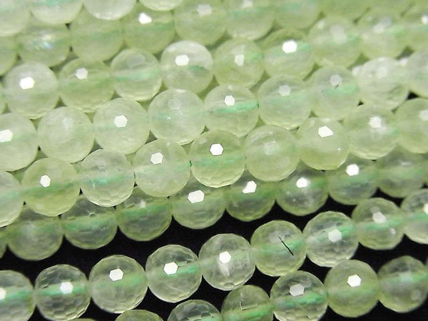 [Video]High Quality! Prehnite AAA- 128Faceted Round 5.5mm 1strand beads (aprx.15inch/37cm)