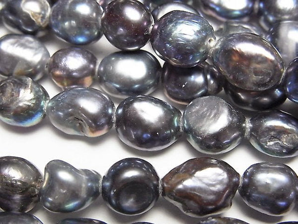 [Video]Fresh Water Pearl AA Baroque 8-10mm Metallic Navy 1strand beads (aprx.13inch/33cm)