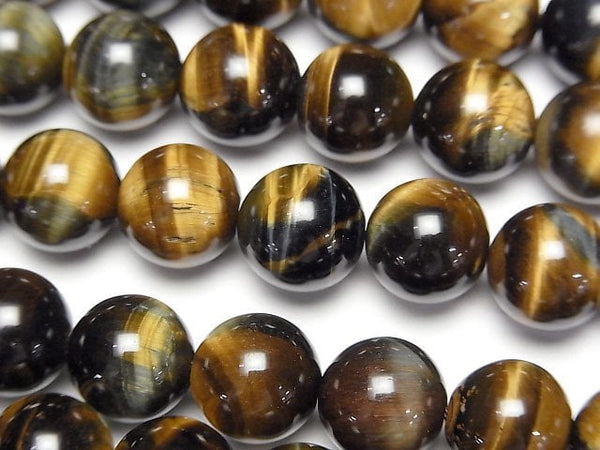 [Video]Mix Tiger's Eye AAA Round 10mm half or 1strand beads (aprx.15inch/37cm)