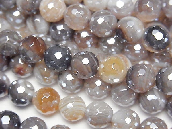[Video]Botswana Agate 128Faceted Round 8mm coating 1strand beads (aprx.14inch/35cm)