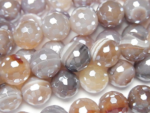 [Video]Botswana Agate 128Faceted Round 10mm coating 1strand beads (aprx.15inch/36cm)
