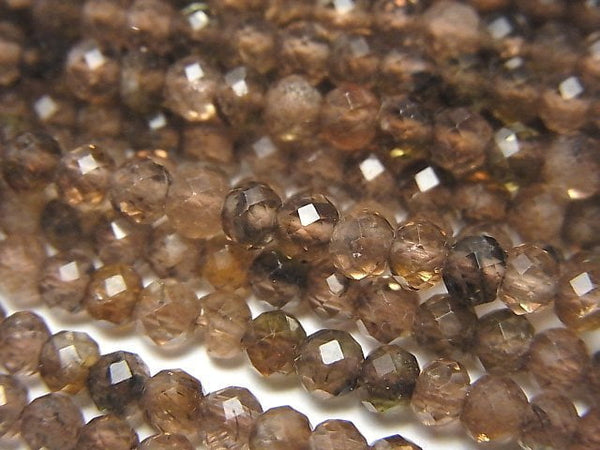 [Video]High Quality! Andalusite AA++ Semi Faceted Round 3.5-4mm half or 1strand beads (aprx.12inch/30cm)