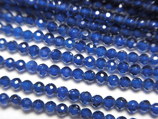 [Video] High Quality! Synthetic Sapphire AAA Faceted Round 2mm 1strand beads (aprx.15inch/36cm)