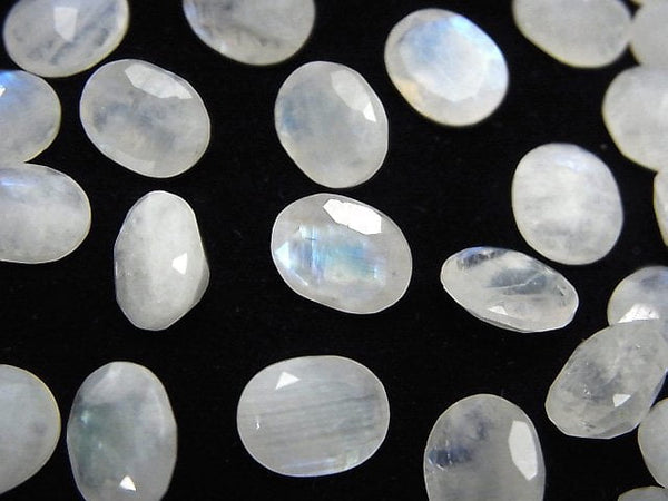 [Video]Rainbow Moonstone AA++ Loose stone Oval Faceted 10x8mm 3pcs