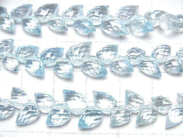 [Video]High Quality Sky Blue Topaz AAA Flower Bud Faceted Briolette 1strand beads (aprx.3inch/8cm)