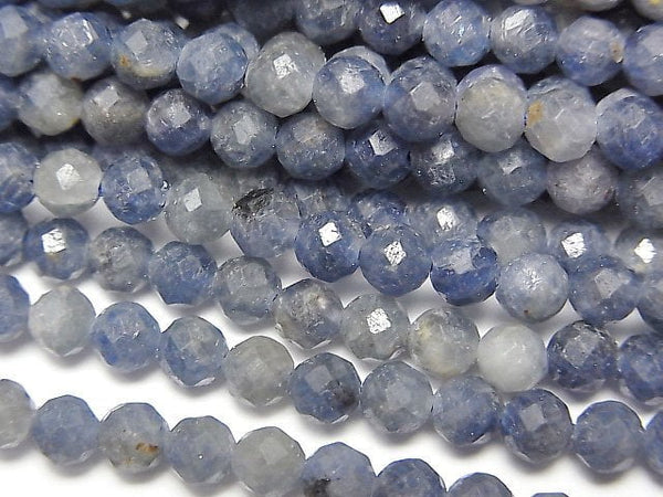 [Video]High Quality! Sapphire AA+ Faceted Round 4mm half or 1strand beads (aprx.15inch/37cm)
