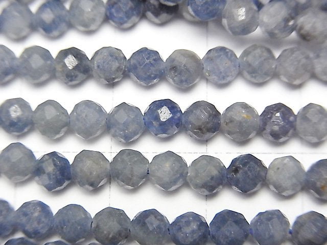 [Video]High Quality! Sapphire AA+ Faceted Round 4mm half or 1strand beads (aprx.15inch/37cm)