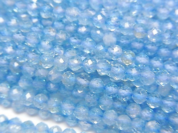 [Video]High Quality! Blue color Topaz AA++ Small Size Faceted Round 3mm 1strand beads (aprx.15inch/37cm)