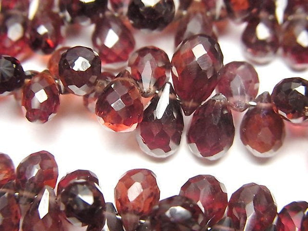 [Video]High Quality Mozambique Garnet AAA- Drop Faceted Briolette half or 1strand beads (aprx.7inch/18cm)