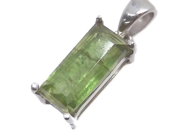 [Video][One of a kind] Green Tourmaline AAA- Faceted Pendant Silver925 NO.40