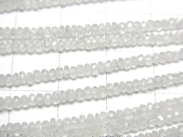 [Video]High Quality Unheated White Sapphire AA++ Faceted Button Roundel half or 1strand beads (aprx.15inch/38cm)