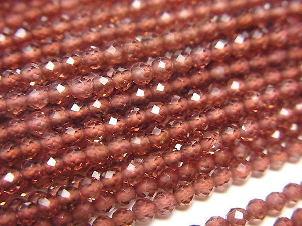 [Video]High Quality! Mozambique Garnet AAA Faceted Round 2.5mm 1strand beads (aprx.12inch/30cm)