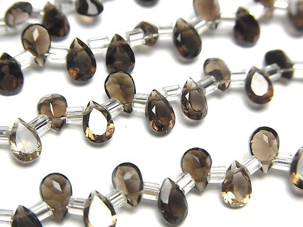 [Video]High Quality Smoky Quartz AAA Pear shape Faceted 6x4mm half or 1strand (38pcs )