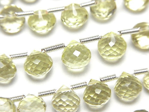 [Video]High Quality Lemon Quartz AAA Onion Faceted Briolette half or 1strand beads (aprx.6inch/16cm)