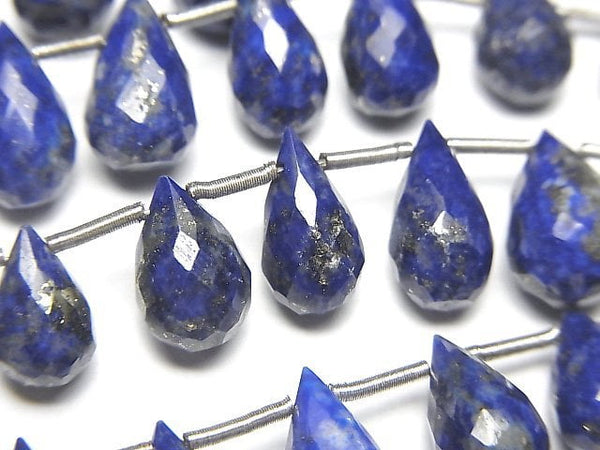 [Video]High Quality Lapislazuli AA++ Drop Faceted Briolette half or 1strand beads (aprx.6inch/16cm)