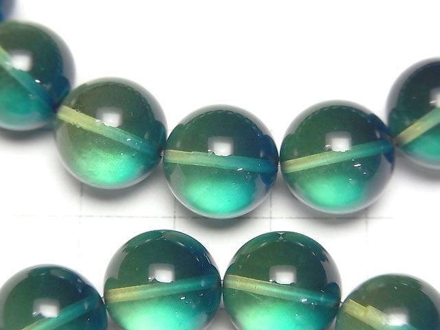 [Video] Blue green color Amber Round 12mm Bracelet