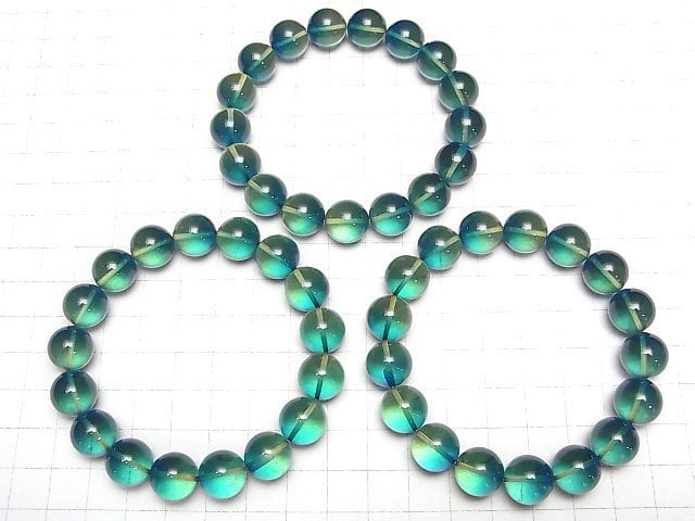 [Video] Blue green color Amber Round 12mm Bracelet