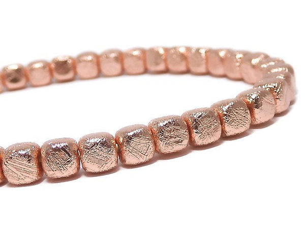 [Video][One of a kind] Meteorite (Muonionalusta) Cube 4x4x4mm Pink Gold Bracelet NO.3