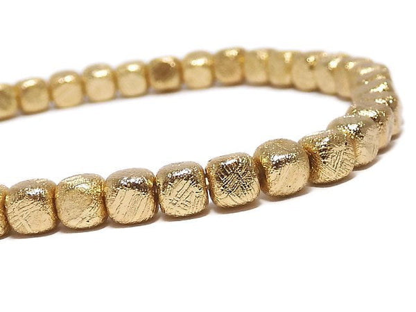 [Video][One of a kind] Meteorite (Muonionalusta) Cube 4x4x4mm Yellow Gold Bracelet NO.2