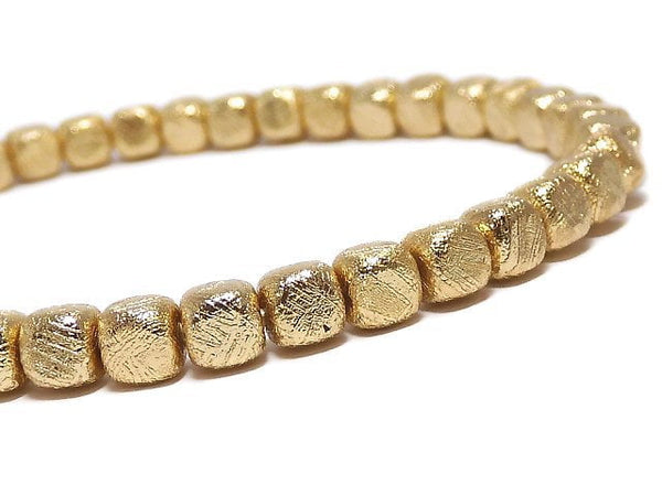 [Video][One of a kind] Meteorite (Muonionalusta ) Cube 4x4x4mm Yellow Gold Bracelet NO.3