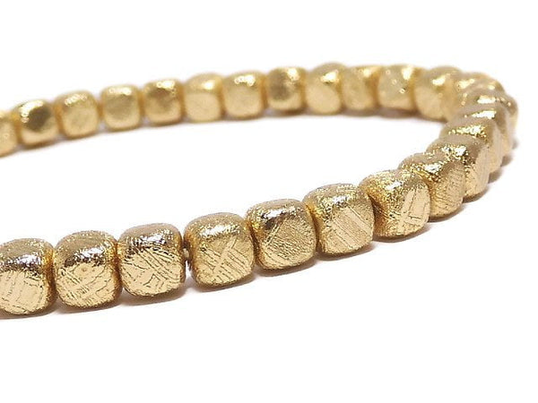 [Video][One of a kind] Meteorite (Muonionalusta) Cube 4x4x4mm Yellow Gold Bracelet NO.5