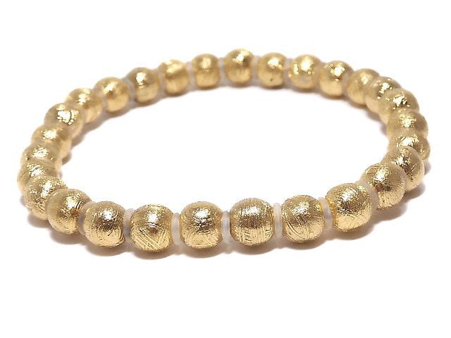 [Video][One of a kind] Meteorite (Muonionalusta) Round 6mm Yellow Gold Bracelet NO.1