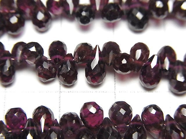 [Video]High Quality Garnet AA++ Drop Faceted Briolette half or 1strand beads (aprx.7inch/17cm)