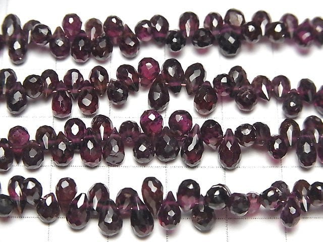 [Video]High Quality Garnet AA++ Drop Faceted Briolette half or 1strand beads (aprx.7inch/17cm)