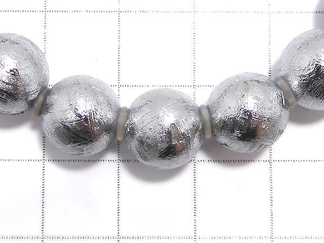 [Video][One of a kind] Meteorite (Muonionalusta) Round 10mm Bracelet NO.3