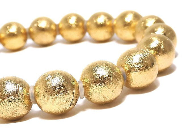 [Video][One of a kind] Meteorite (Muonionalusta) Round 10mm Yellow Gold Bracelet NO.1