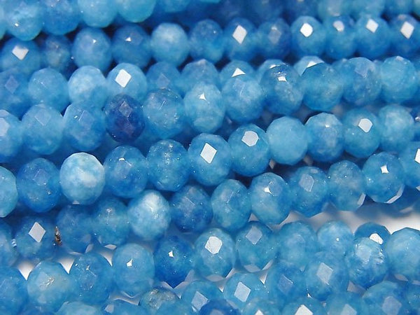 [Video]High Quality! Blue color Jade Faceted Button Roundel 6x6x5mm 1strand beads (aprx.15inch/36cm)