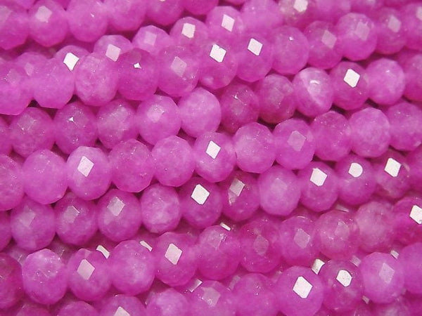 [Video] High Quality! Pink Purple color Jade Faceted Button Roundel 6x6x5mm 1strand beads (aprx.15inch/36cm)