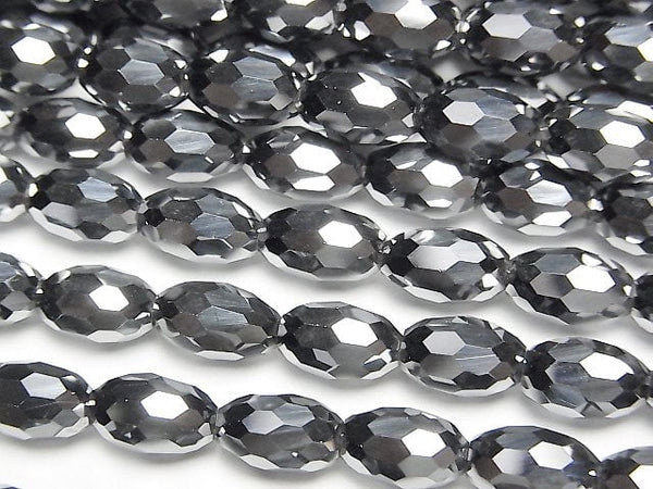 [Video]High Quality! Terahertz Faceted Rice 9x6x6mm half or 1strand beads (aprx.15inch/37cm)