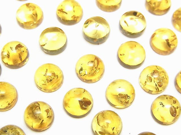 [Video] Yellow color Amber Round Cabochon 7x7mm 3pcs