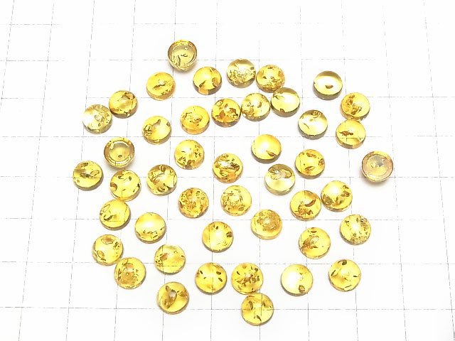 [Video] Yellow color Amber Round Cabochon 7x7mm 3pcs