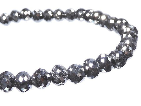 [Video] [One of a kind] [1mm hole] Black Diamond Faceted Button Roundel Bracelet NO.26