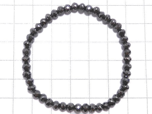 [Video] [One of a kind] [1mm hole] Black Diamond Faceted Button Roundel Bracelet NO.26