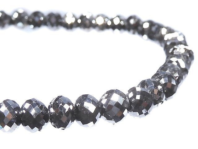[Video] [One of a kind] [1mm hole] Black Diamond Faceted Button Roundel Bracelet NO.27
