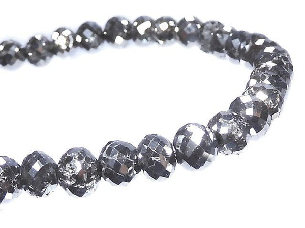 [Video] [One of a kind] [1mm hole] Black Diamond Faceted Button Roundel Bracelet NO.28