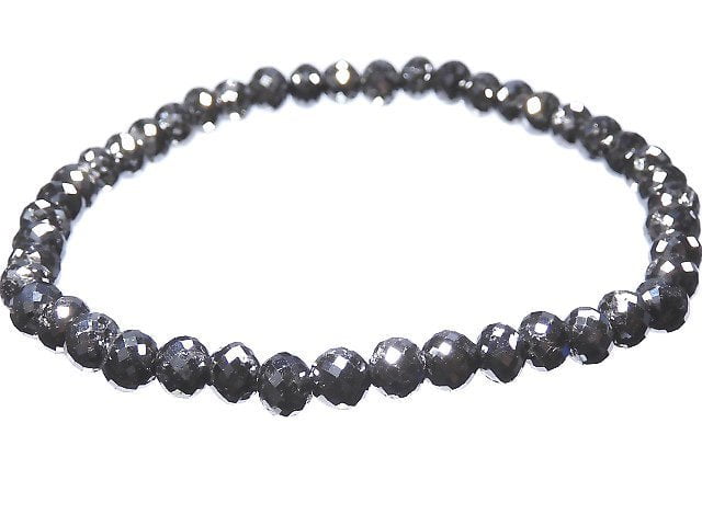 [Video] [One of a kind] [1mm hole] Black Diamond Faceted Button Roundel Bracelet NO.28