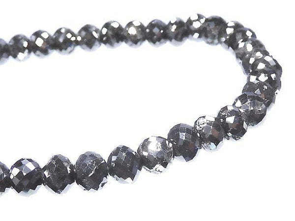 [Video] [One of a kind] [1mm hole] Black Diamond Faceted Button Roundel Bracelet NO.29