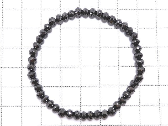 [Video] [One of a kind] [1mm hole] Black Diamond Faceted Button Roundel Bracelet NO.29