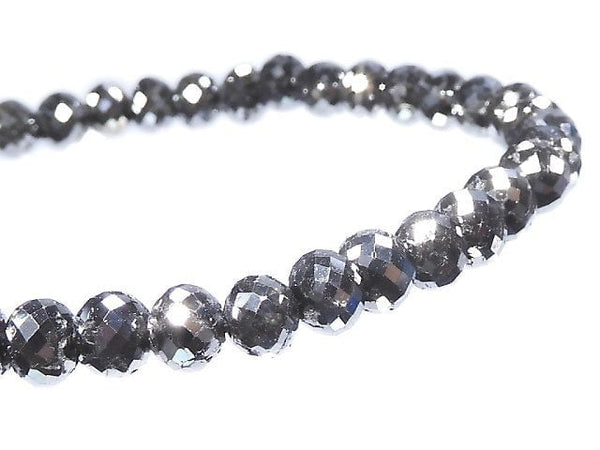 [Video] [One of a kind] [1mm hole] Black Diamond Faceted Button Roundel Bracelet NO.30
