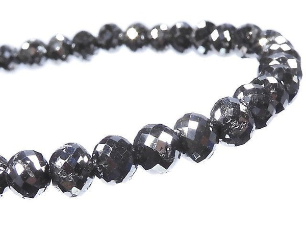 [Video] [One of a kind] [1mm hole] Black Diamond Faceted Button Roundel Bracelet NO.31
