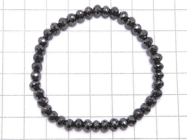 [Video] [One of a kind] [1mm hole] Black Diamond Faceted Button Roundel Bracelet NO.31