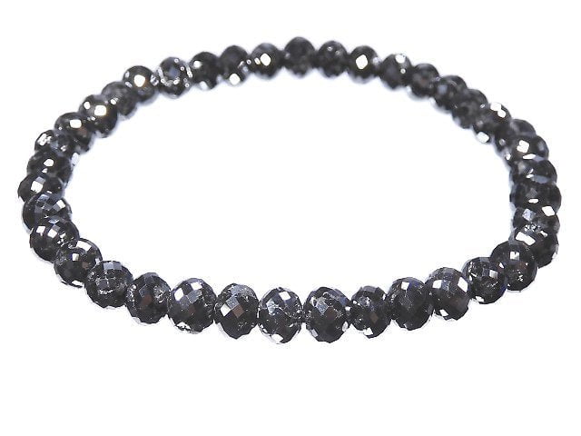 [Video] [One of a kind] [1mm hole] Black Diamond Faceted Button Roundel Bracelet NO.32