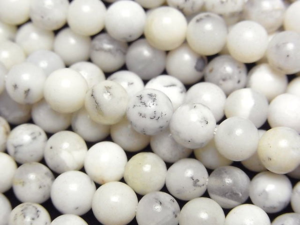 [Video] Brazil White Opal Round 6.5mm 1strand beads (aprx.15inch/36cm)